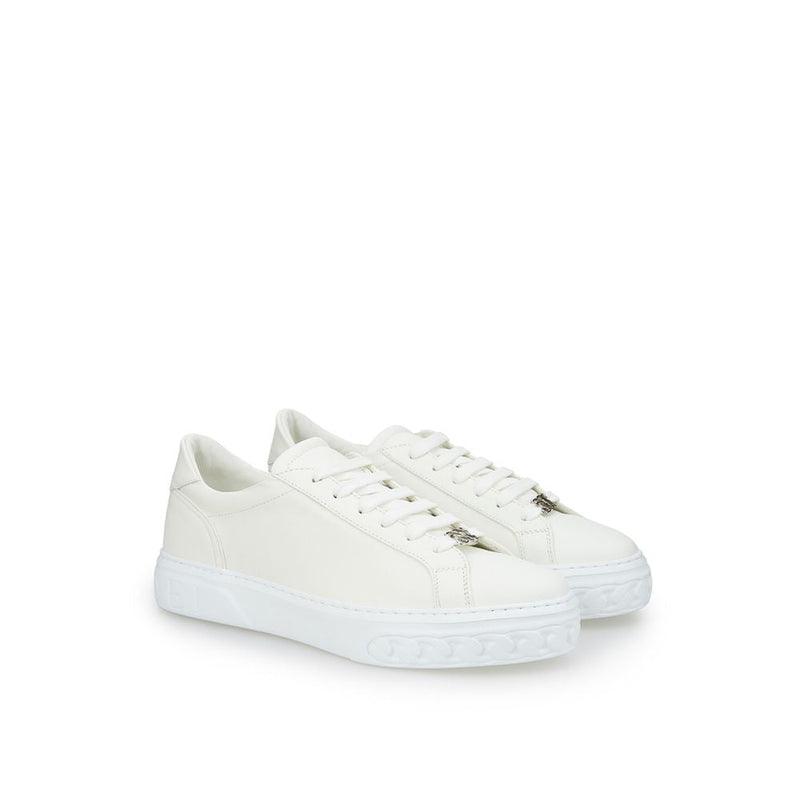 Sleek White Leather Sneakers Casadei