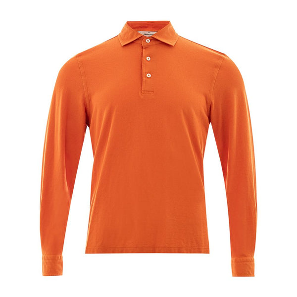 Elegant Orange Cotton Polo for Men Gran Sasso