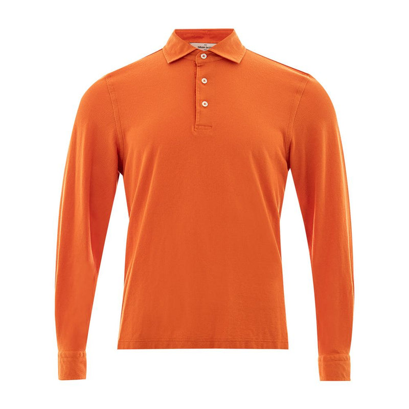 Elegant Orange Cotton Polo for Men Gran Sasso