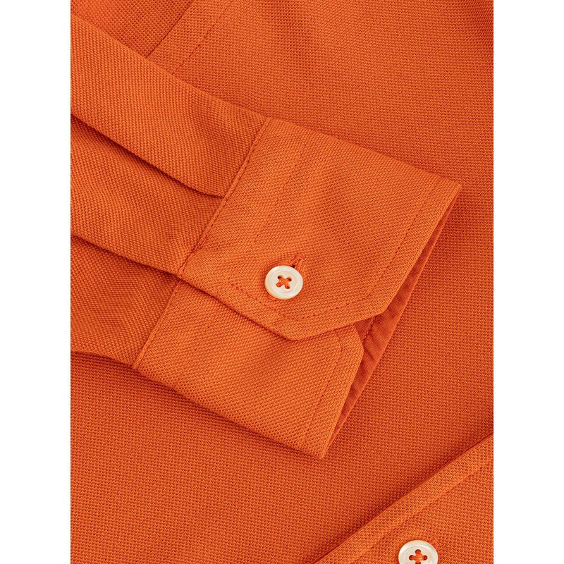Elegant Orange Cotton Polo for Men Gran Sasso