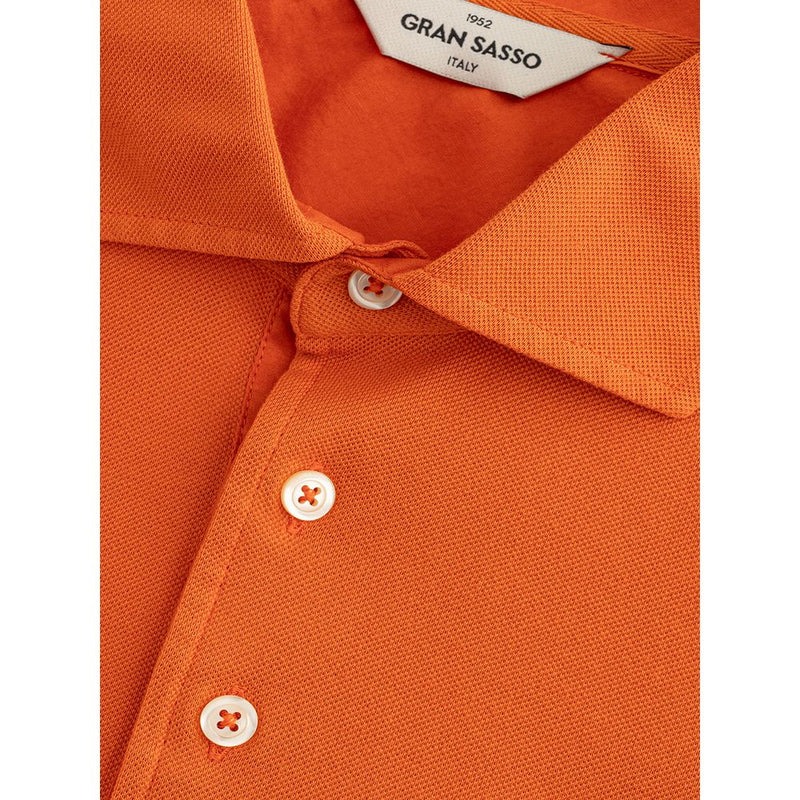 Elegant Orange Cotton Polo for Men Gran Sasso