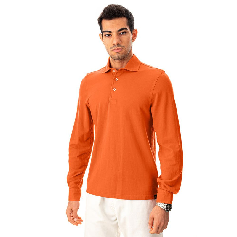 Elegant Orange Cotton Polo for Men Gran Sasso