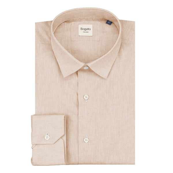 Beige Linen Men Shirt Bagutta