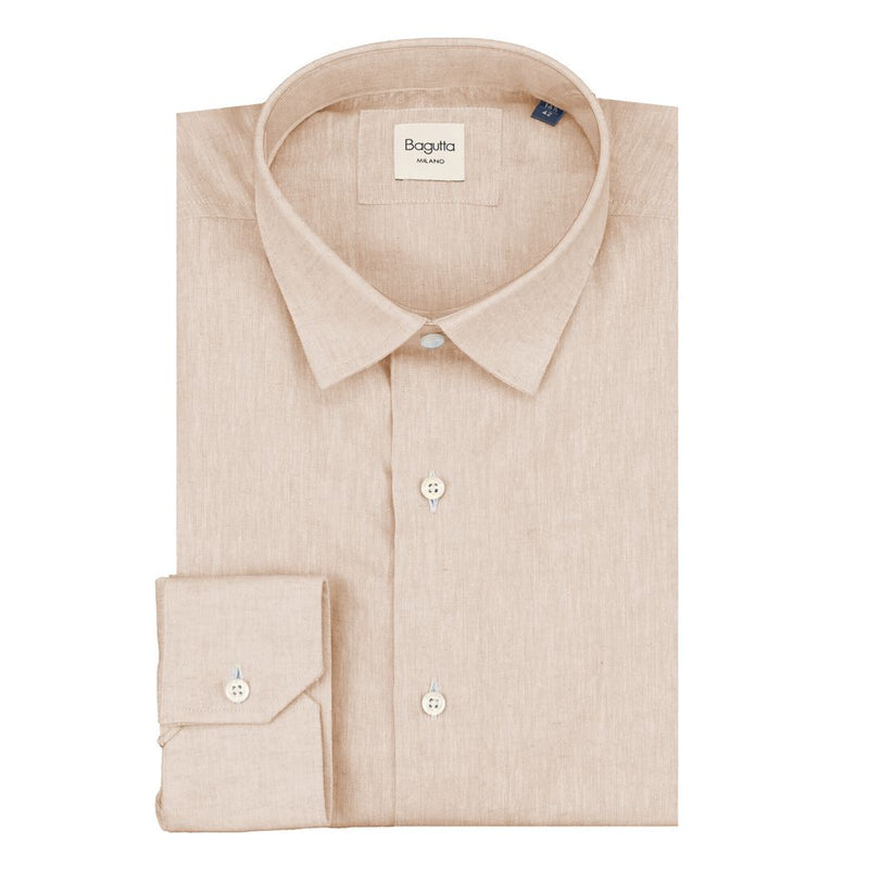 Beige Linen Men Shirt Bagutta