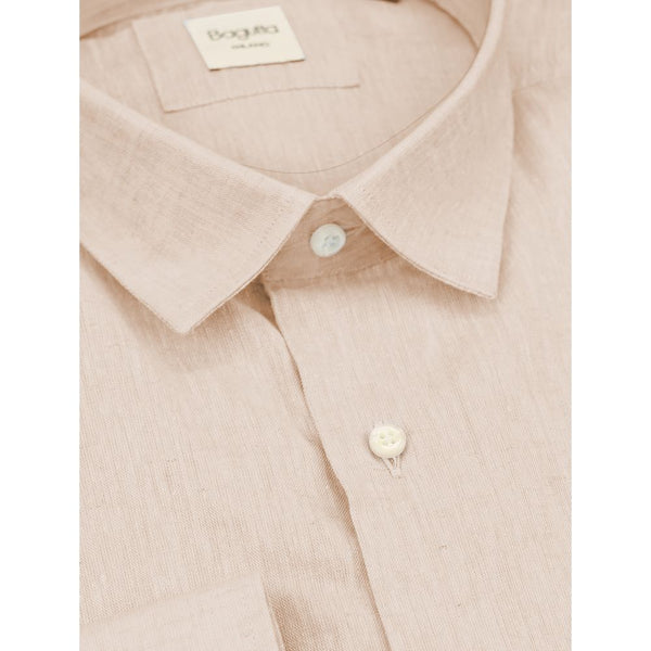 Beige Linen Men Shirt Bagutta