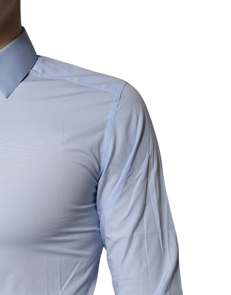 Light Blue Cotton GOLD Dress Formal Shirt Dolce & Gabbana