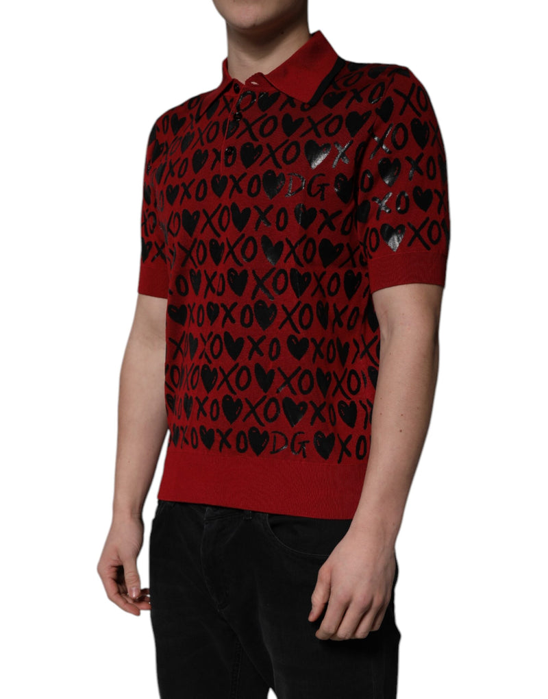 Red Cotton XOXO Collared Polo T-shirt Dolce & Gabbana