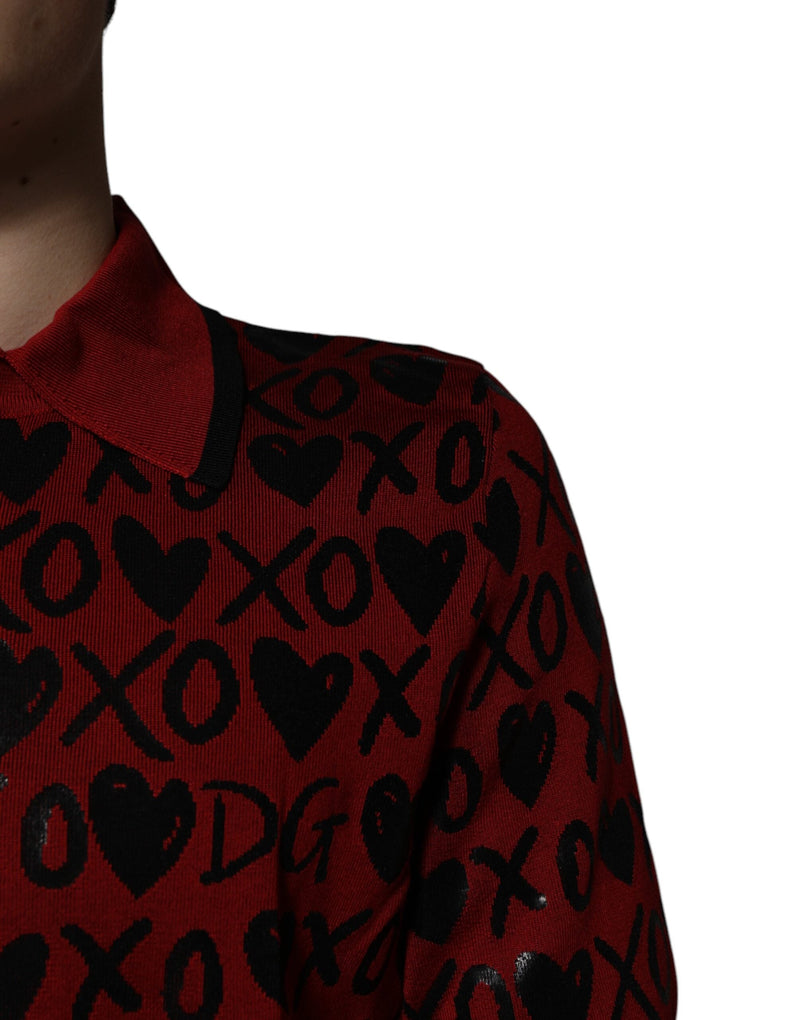 Red Cotton XOXO Collared Polo T-shirt Dolce & Gabbana