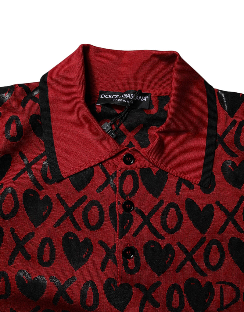 Red Cotton XOXO Collared Polo T-shirt Dolce & Gabbana
