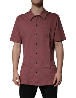 Dark Pink Button Down Casual Polo Men Shirt Dolce & Gabbana