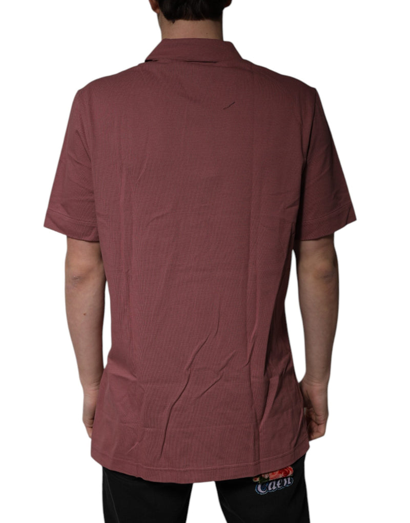 Dark Pink Button Down Casual Polo Men Shirt Dolce & Gabbana