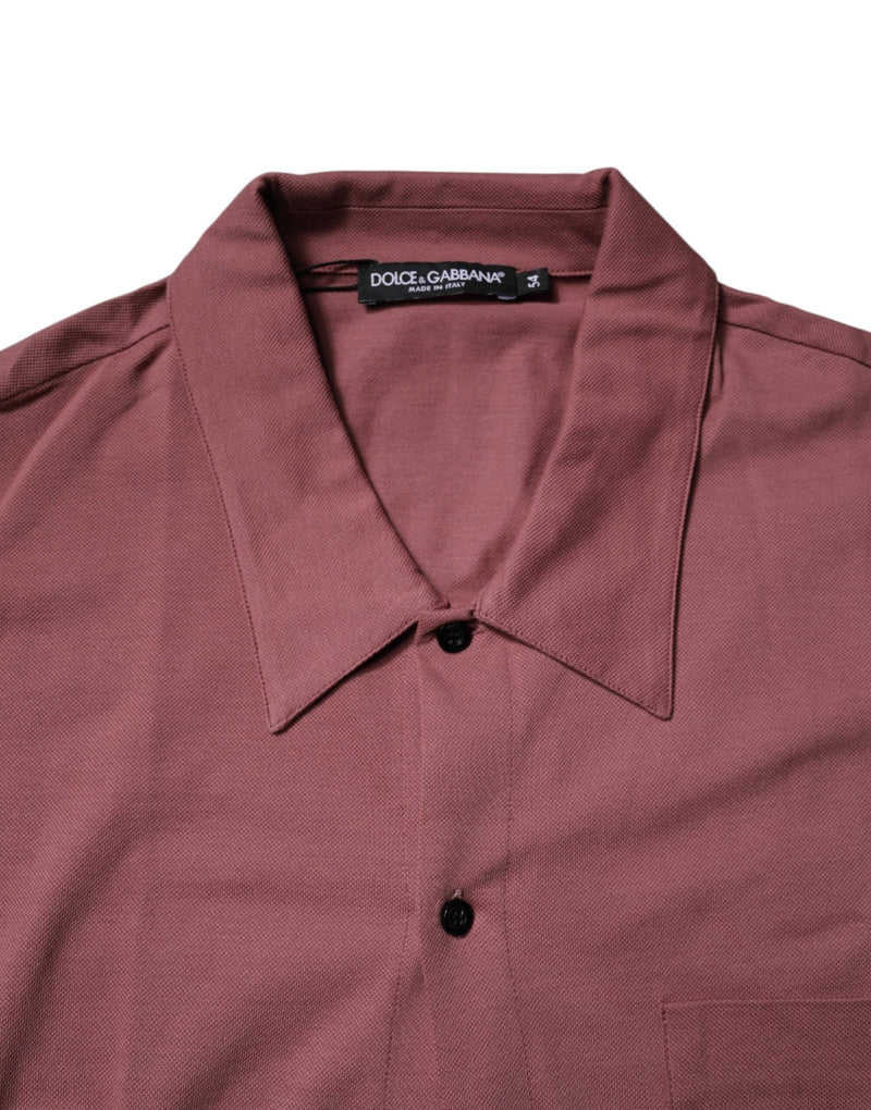 Dark Pink Button Down Casual Polo Men Shirt Dolce & Gabbana