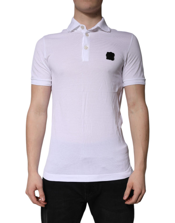 White Cotton Logo Collared Polo T-shirt Dolce & Gabbana