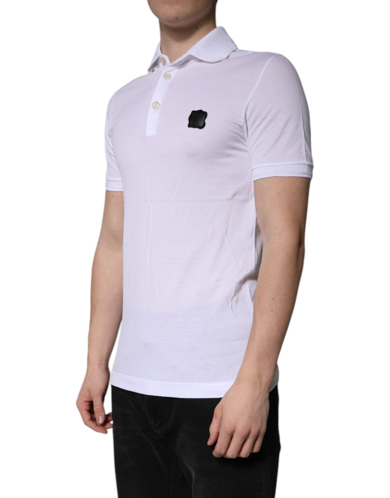 White Cotton Logo Collared Polo T-shirt Dolce & Gabbana
