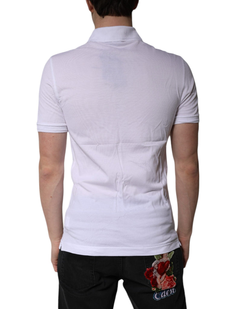 White Cotton Logo Collared Polo T-shirt Dolce & Gabbana