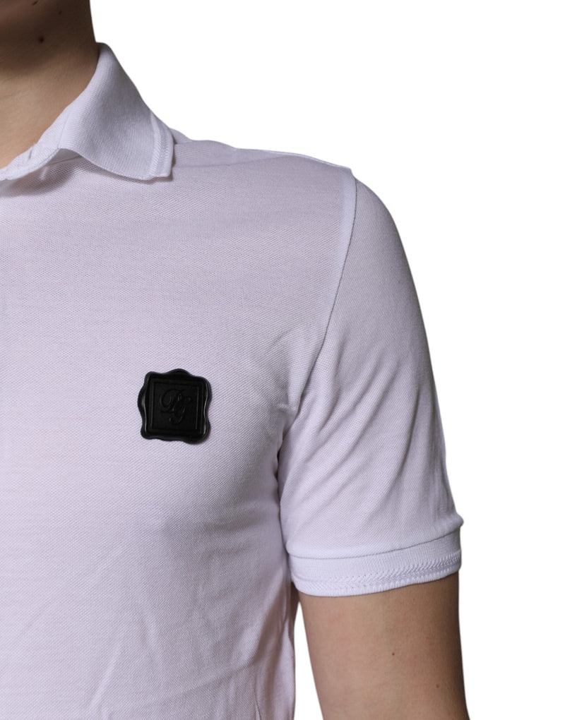 White Cotton Logo Collared Polo T-shirt Dolce & Gabbana