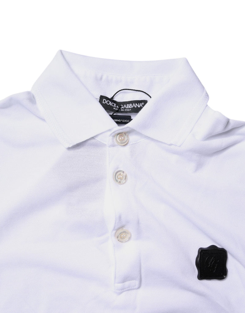 White Cotton Logo Collared Polo T-shirt Dolce & Gabbana