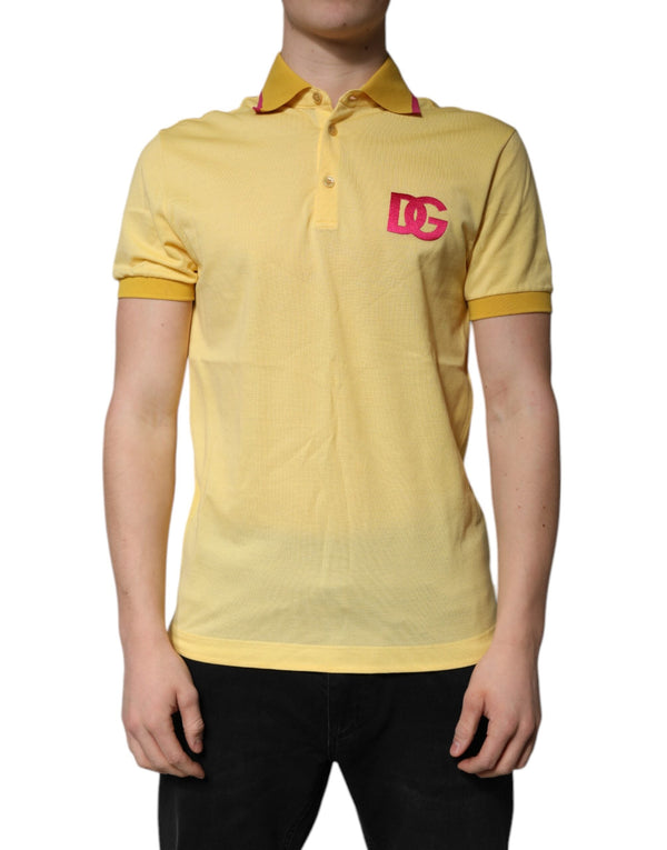 Yellow Cotton Logo Collared Polo T-shirt Dolce & Gabbana
