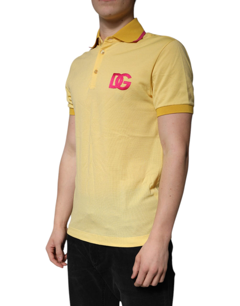 Yellow Cotton Logo Collared Polo T-shirt Dolce & Gabbana
