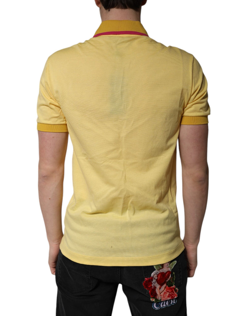 Yellow Cotton Logo Collared Polo T-shirt Dolce & Gabbana
