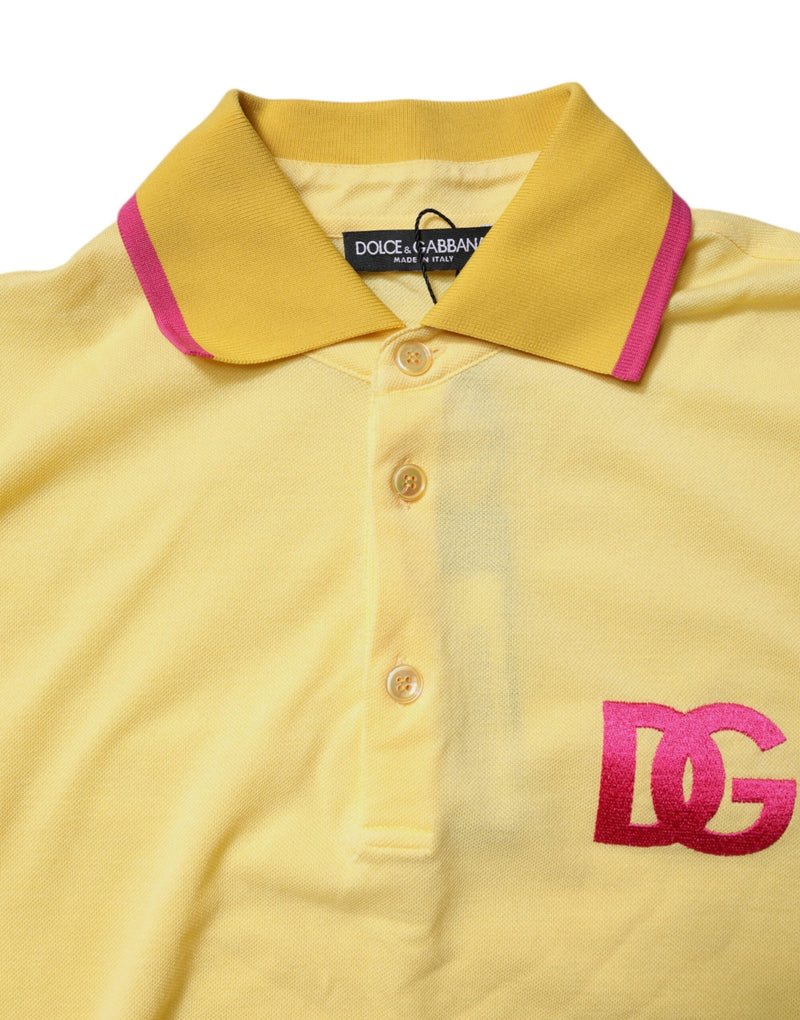 Yellow Cotton Logo Collared Polo T-shirt Dolce & Gabbana