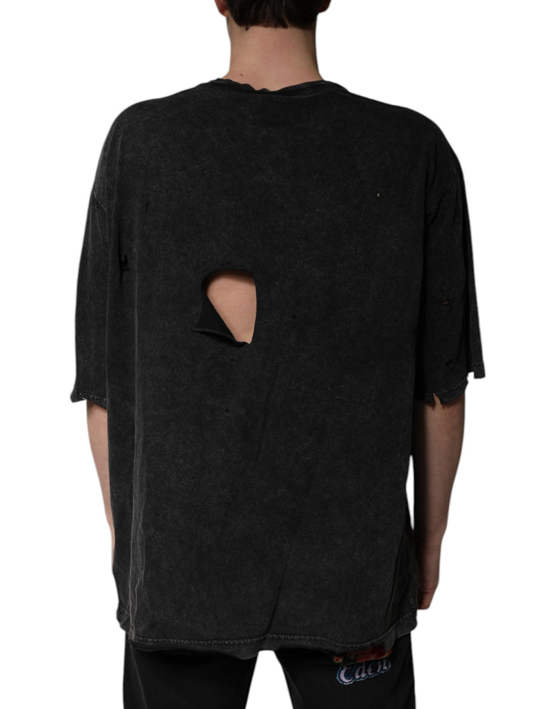Black Graphic Print Cotton Crew Neck T-shirt Dolce & Gabbana