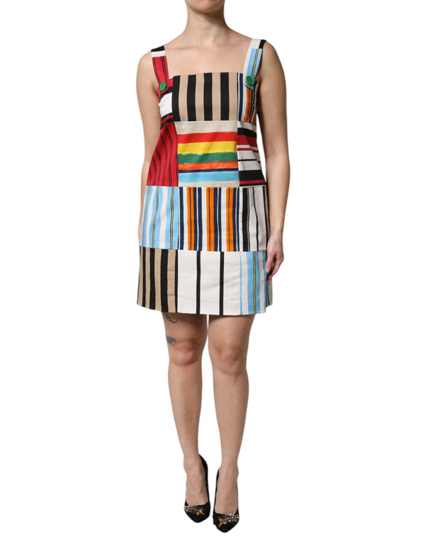 Multicolor Cotton Stripe Sleeveless Dress Dolce & Gabbana