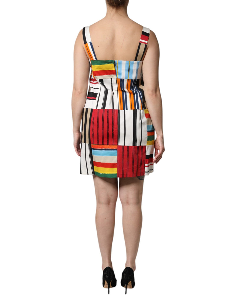 Multicolor Cotton Stripe Sleeveless Dress Dolce & Gabbana