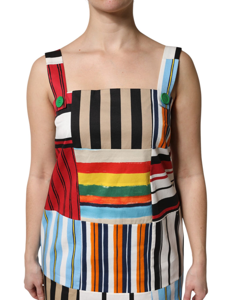 Multicolor Cotton Stripe Sleeveless Dress Dolce & Gabbana