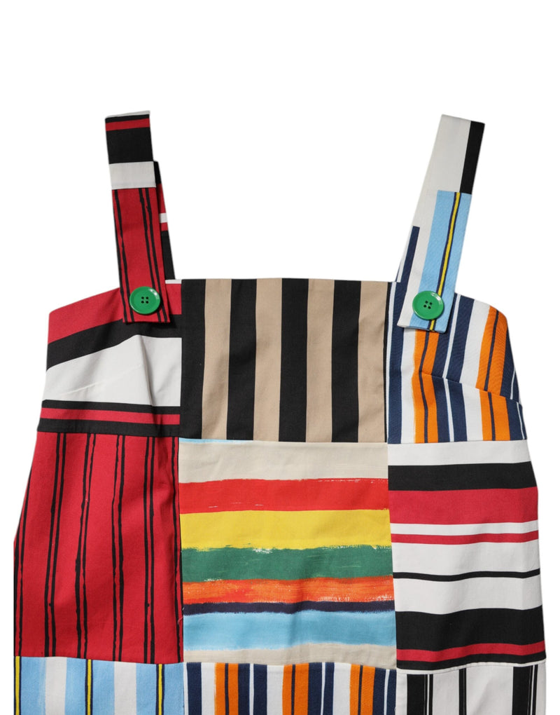 Multicolor Cotton Stripe Sleeveless Dress Dolce & Gabbana