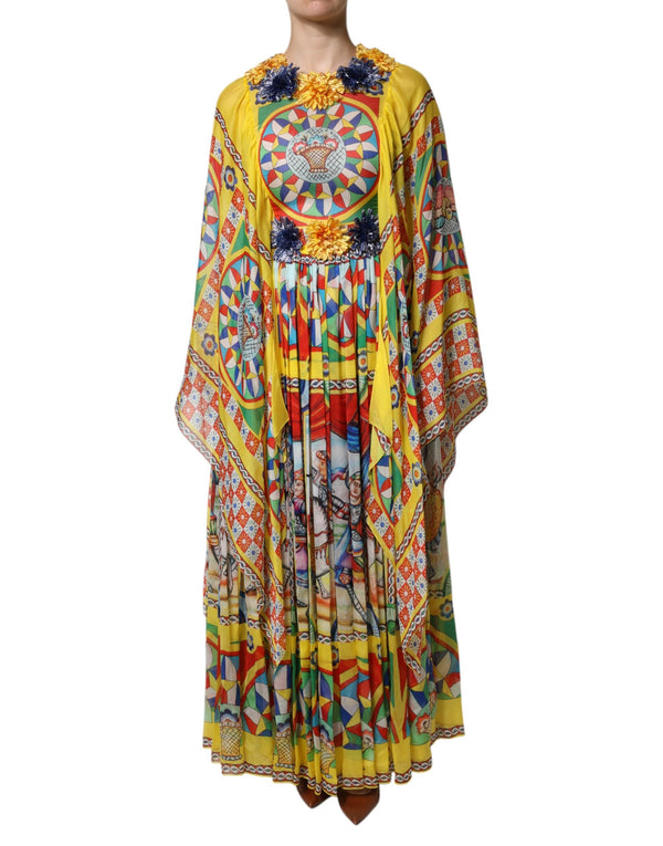 Multicolour Carretto Print Kaftan Twill Dress Dolce & Gabbana