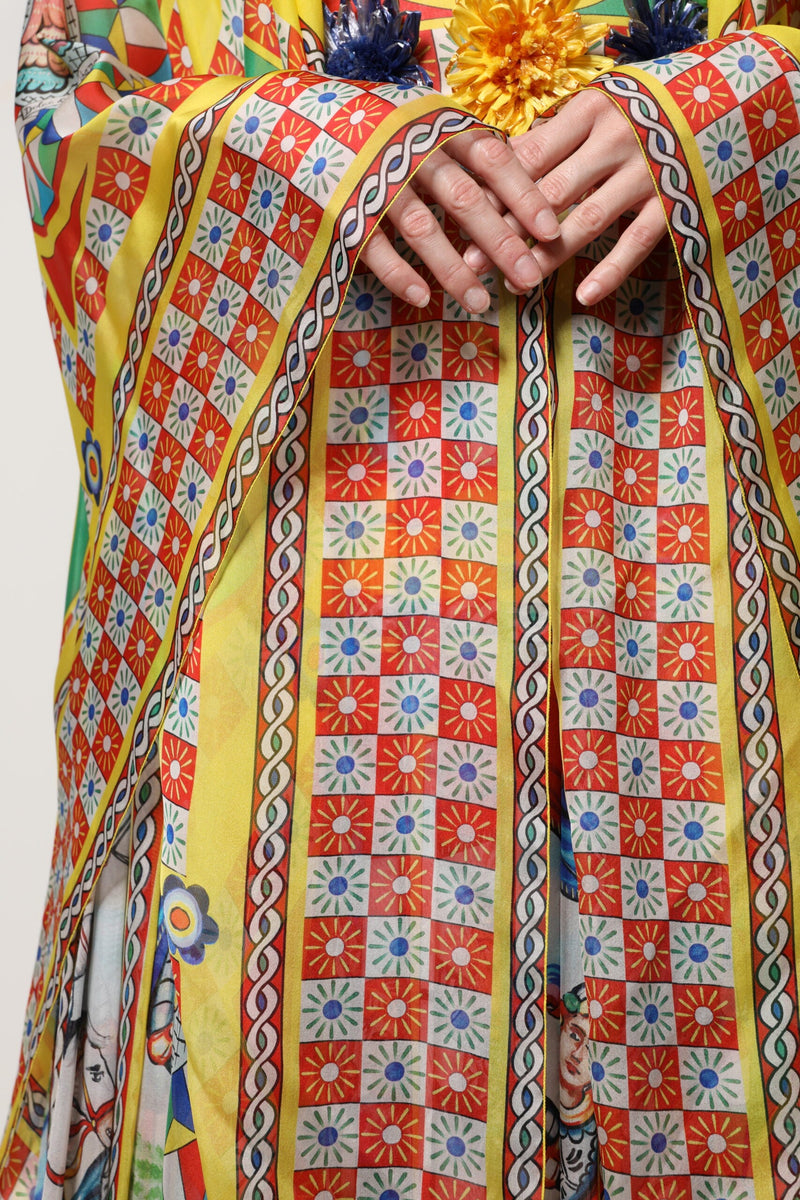 Multicolour Carretto Print Kaftan Twill Dress Dolce & Gabbana
