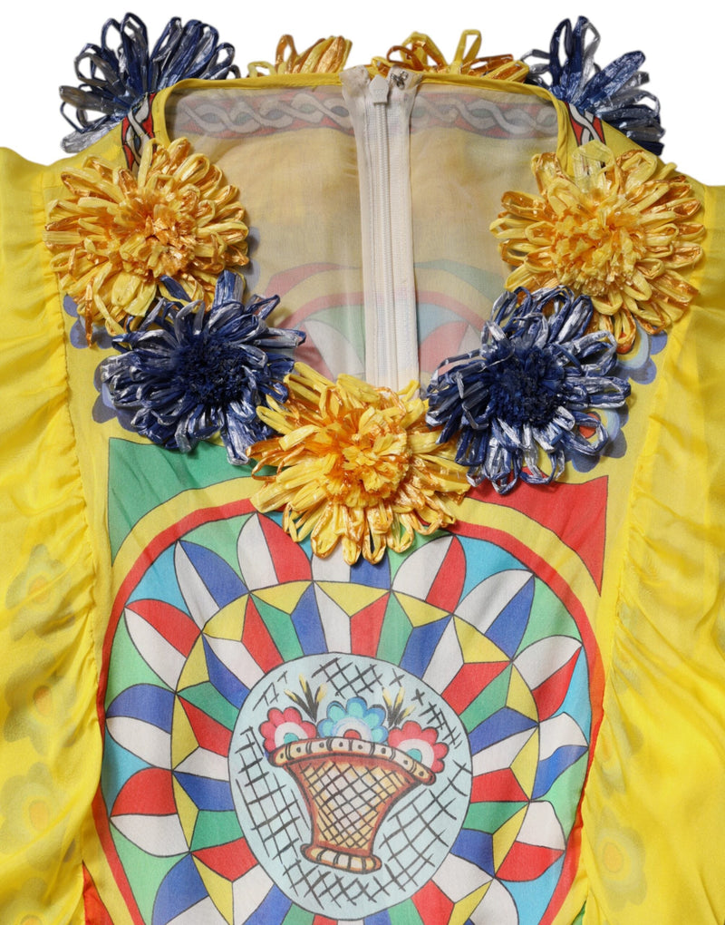 Multicolour Carretto Print Kaftan Twill Dress Dolce & Gabbana