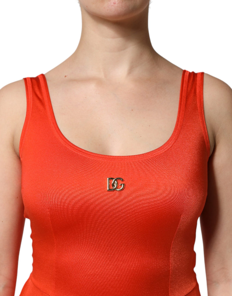 Orange Sleeveless Bodycon Jumpsuit Dress Dolce & Gabbana