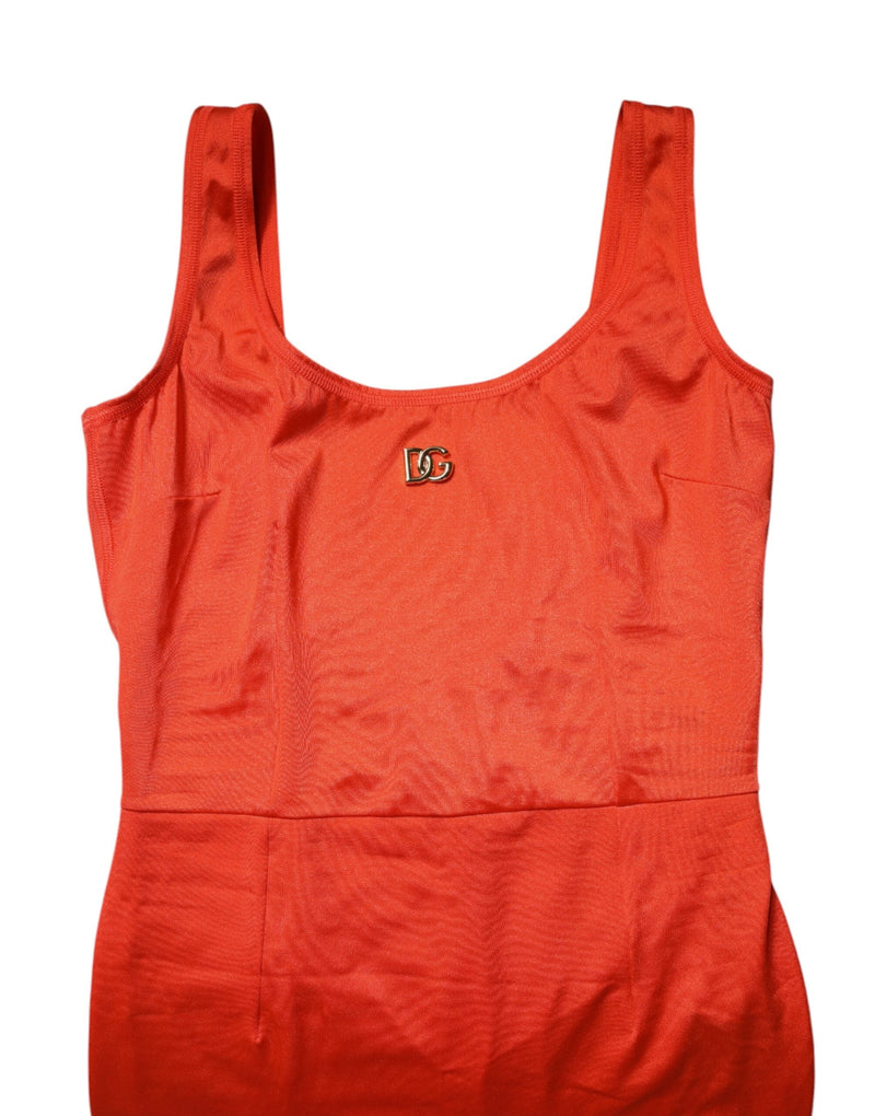 Orange Sleeveless Bodycon Jumpsuit Dress Dolce & Gabbana