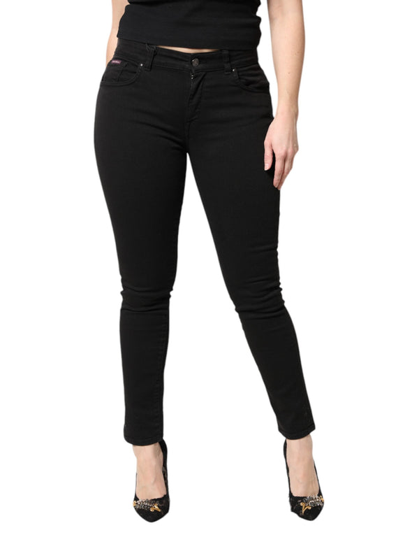 Black Cotton Mid Waisted Skinny Denim Jeans Dolce & Gabbana