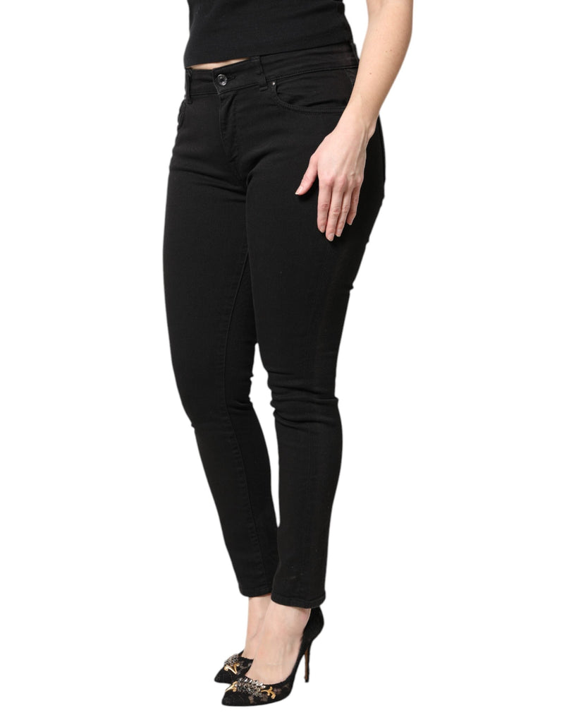 Black Cotton Mid Waisted Skinny Denim Jeans Dolce & Gabbana