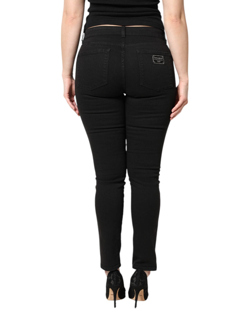 Black Cotton Mid Waisted Skinny Denim Jeans Dolce & Gabbana