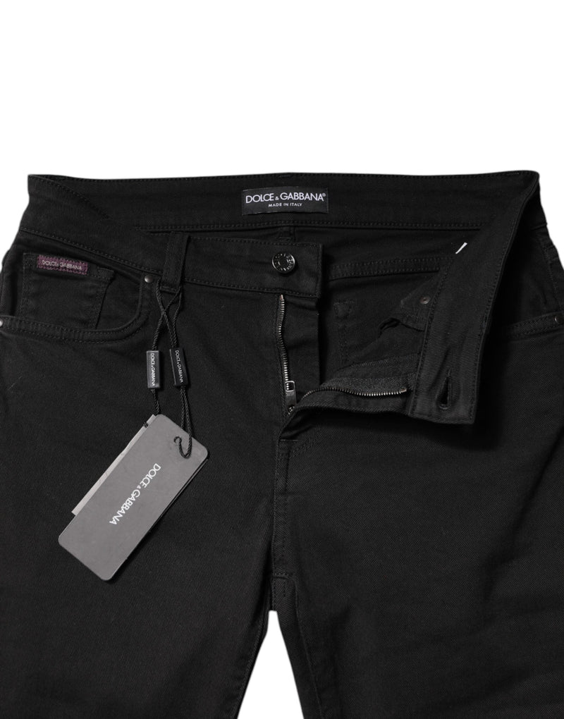 Black Cotton Mid Waisted Skinny Denim Jeans Dolce & Gabbana