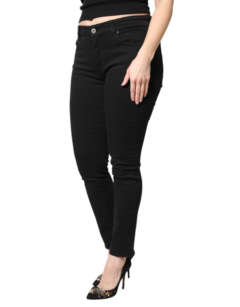 Black Cotton Mid Waisted Skinny Denim Jeans Dolce & Gabbana