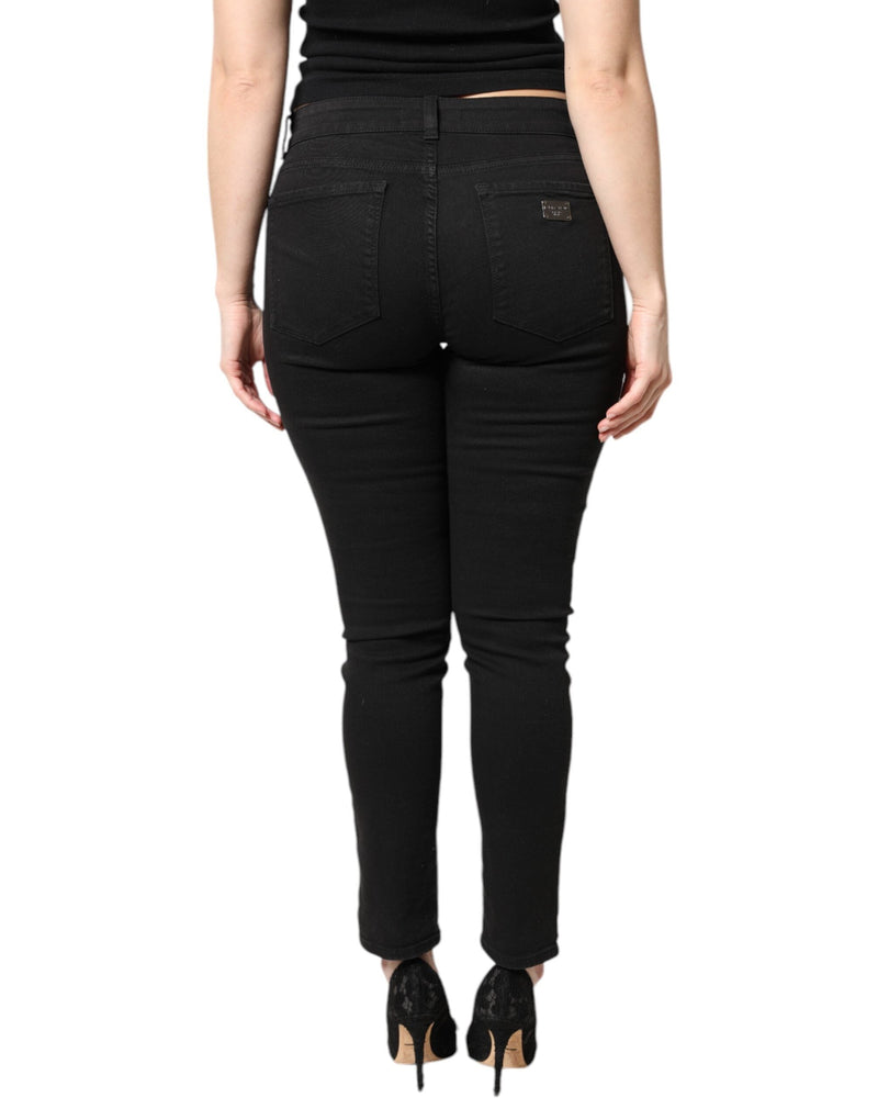 Black Cotton Mid Waisted Skinny Denim Jeans Dolce & Gabbana