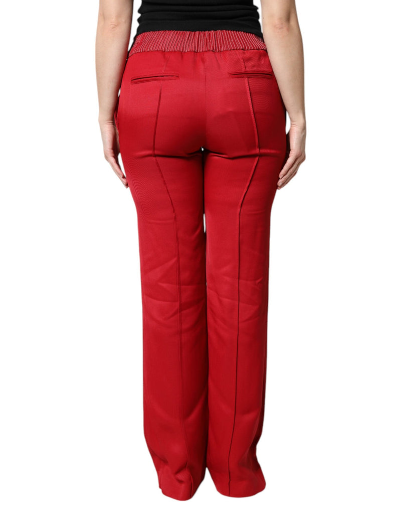 Red Viscose Straight Fit Pants Dolce & Gabbana