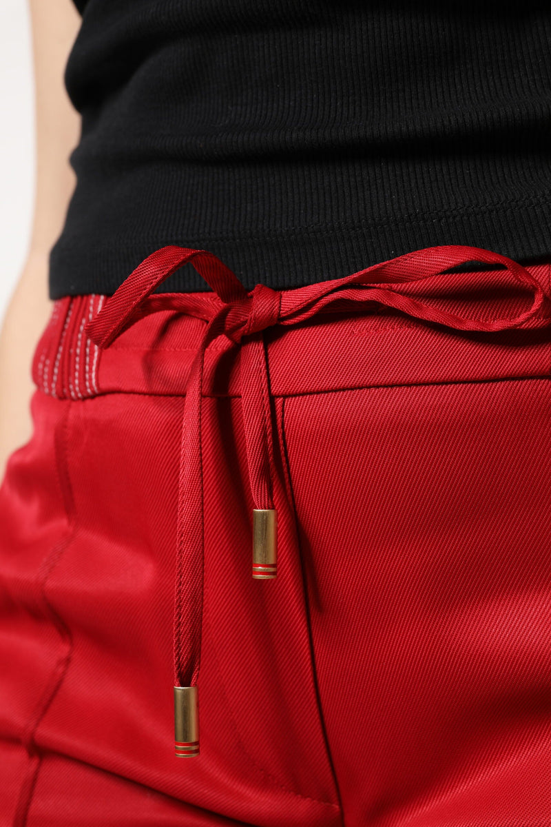 Red Viscose Straight Fit Pants Dolce & Gabbana
