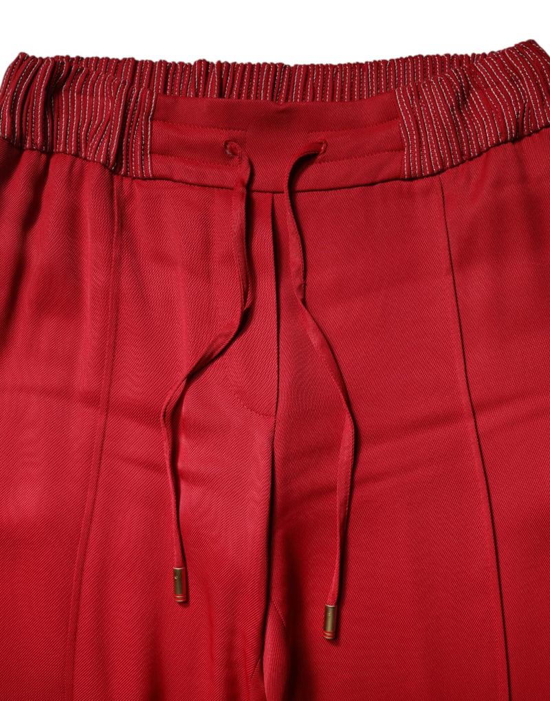 Red Viscose Straight Fit Pants Dolce & Gabbana