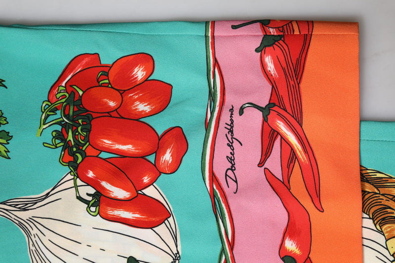 Green Silk Printed Straight Pants Dolce & Gabbana