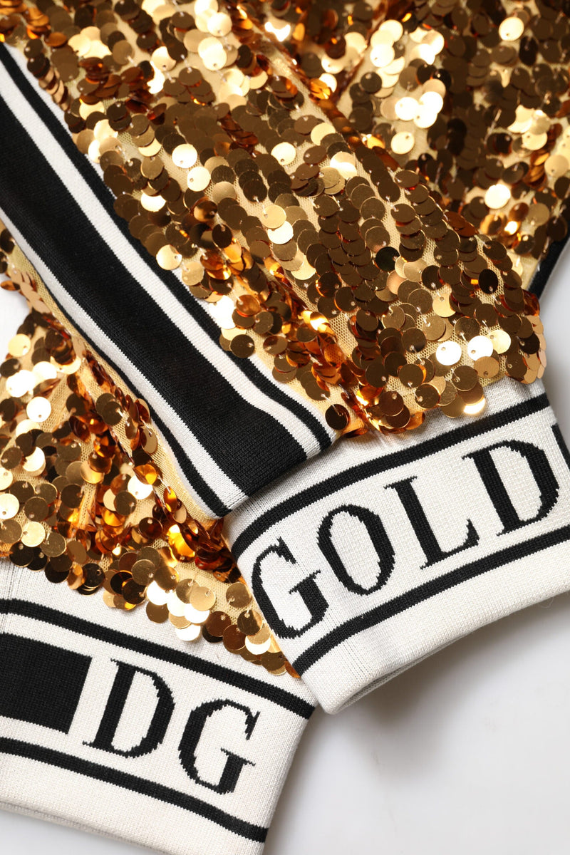 Metallic Gold DG Logo Sequined Jogger Pants Dolce & Gabbana