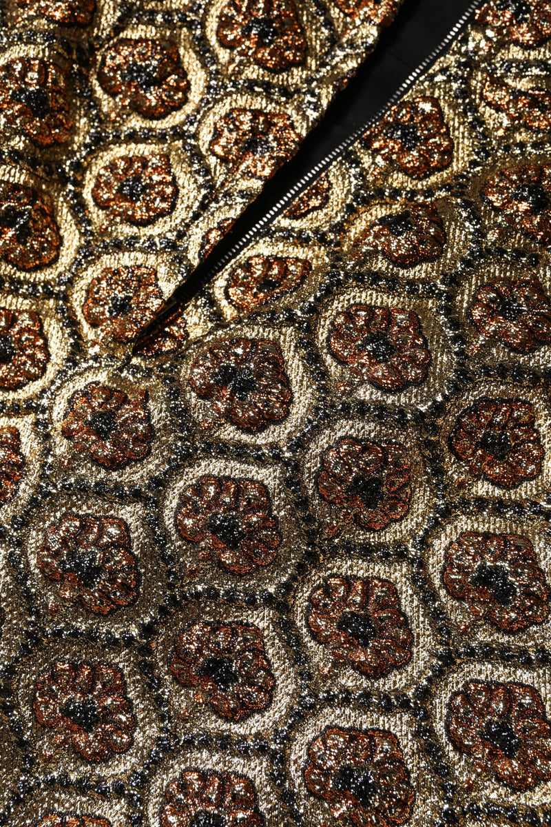 Brown Polyester Brocade A-line Mini Skirt Dolce & Gabbana