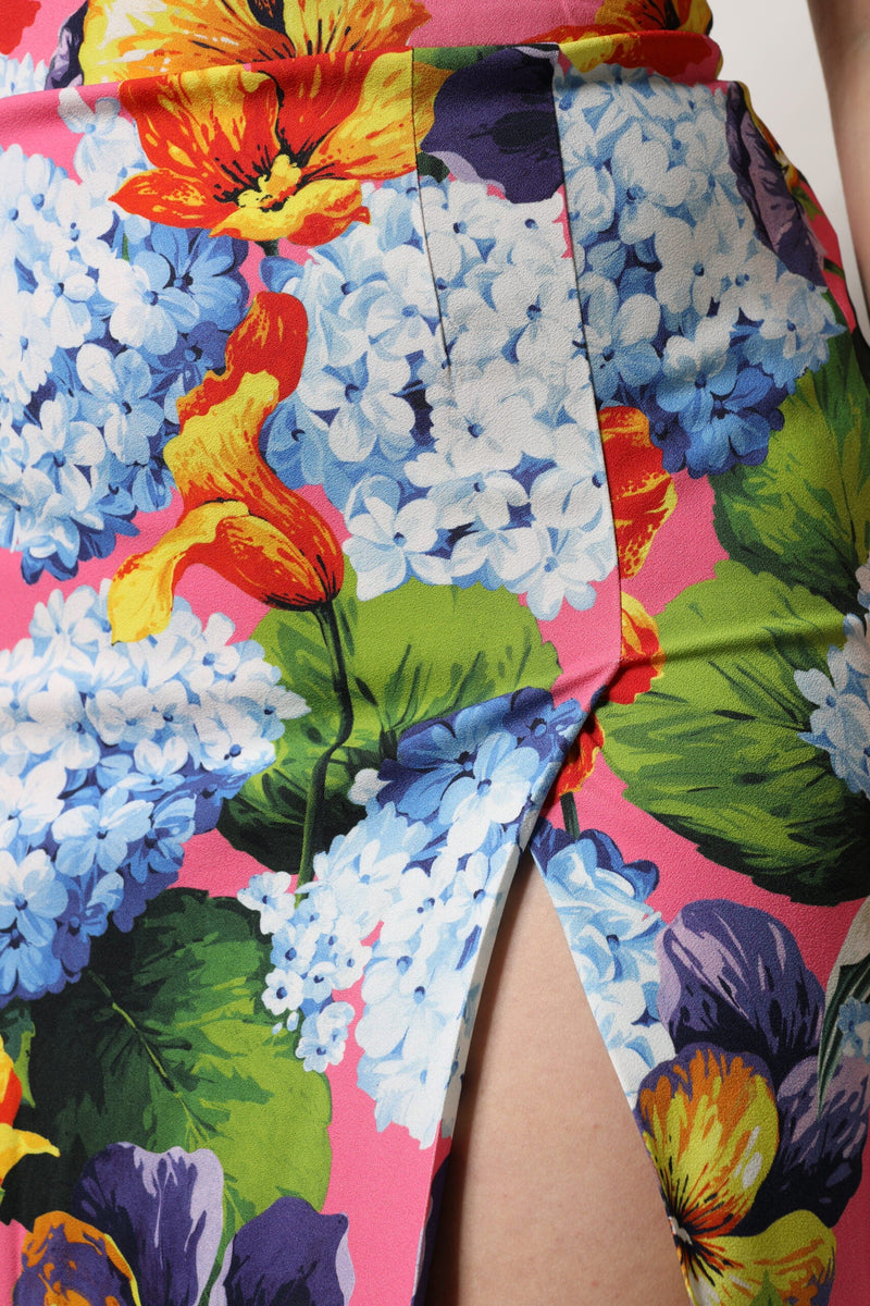Multicolor Floral Print High Waist Midi Skirt Dolce & Gabbana