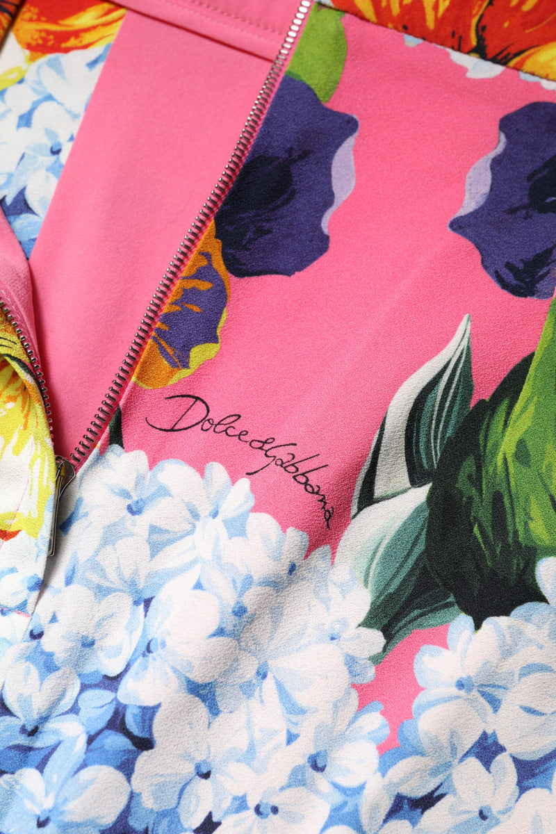 Multicolor Floral Print High Waist Midi Skirt Dolce & Gabbana