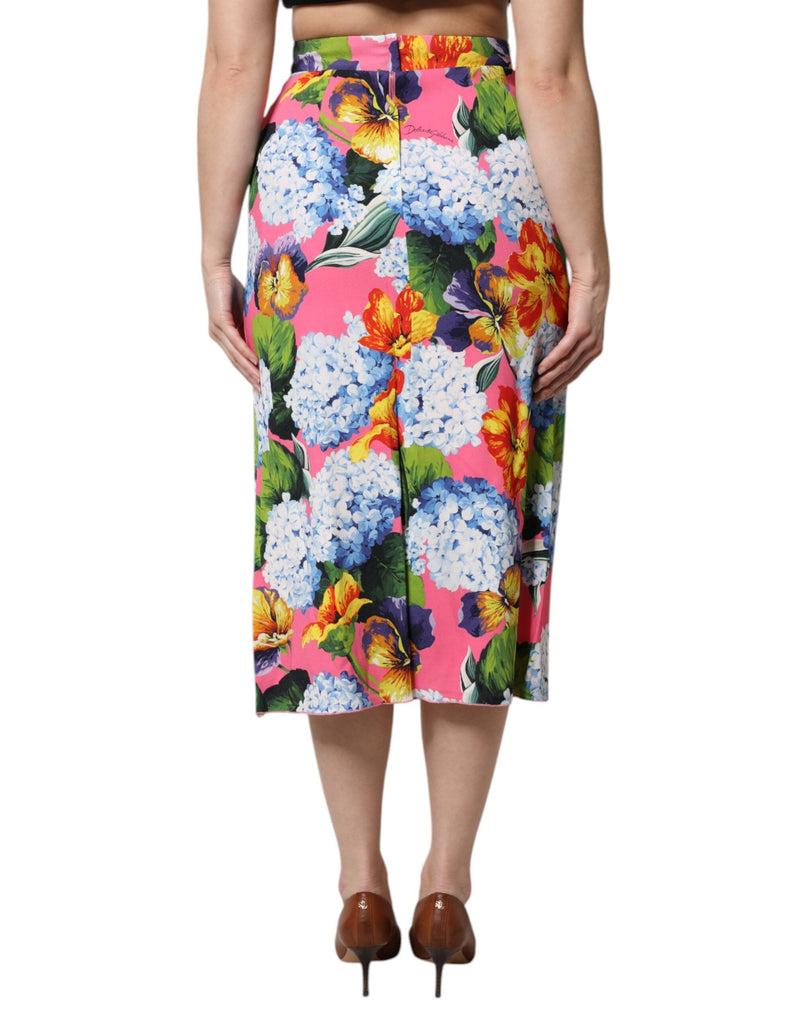 Multicolor Floral High Waist Midi Skirt Dolce & Gabbana